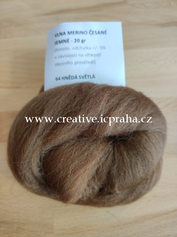 ovčí rouno Merino na plstění 20g - hnědá světlá